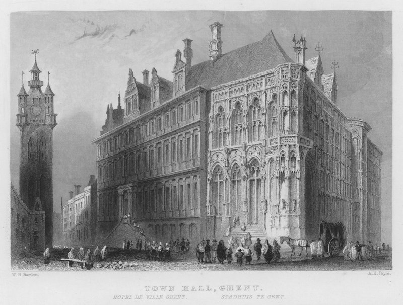 Stadhuis, Gent door William Henry Bartlett