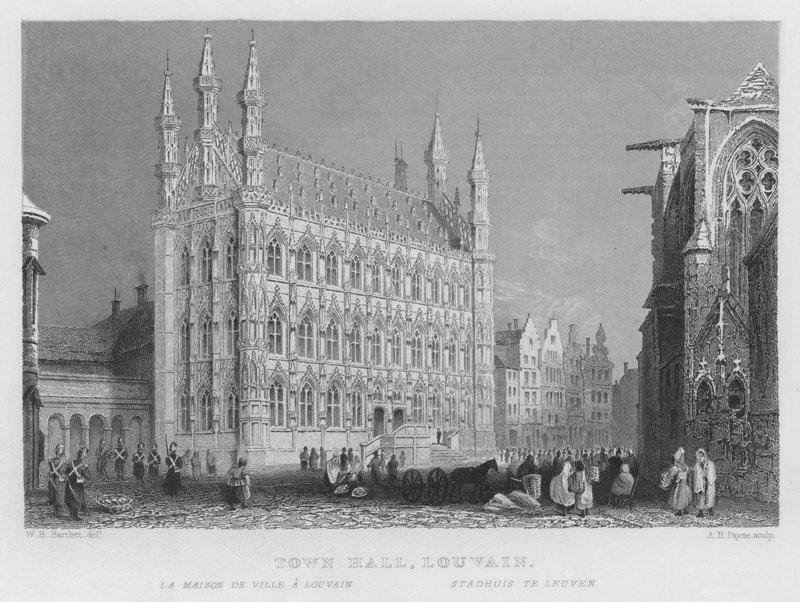 Stadhuis, Leuven door William Henry Bartlett