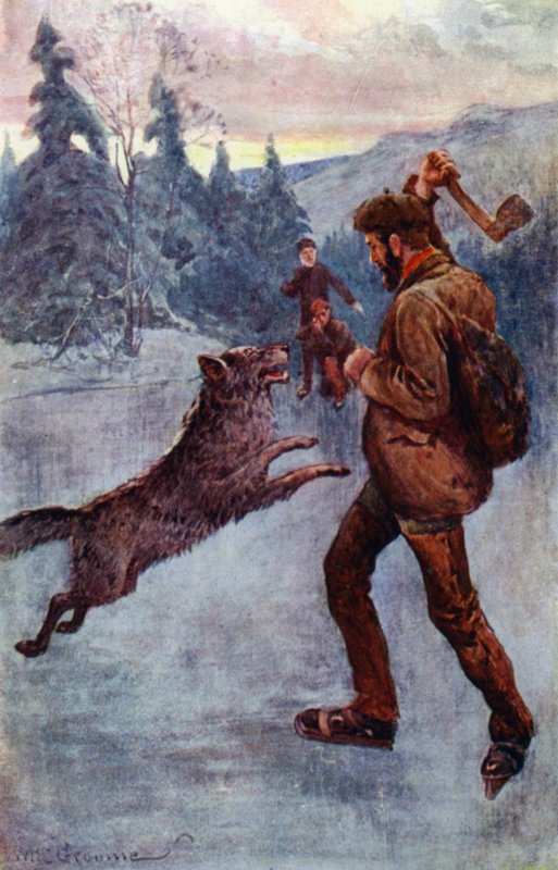 "Hij schoot; en het beest, op het moment dat het zijn sprong maakte, viel om, grommend en sissend" door William Henry Charles Groome
