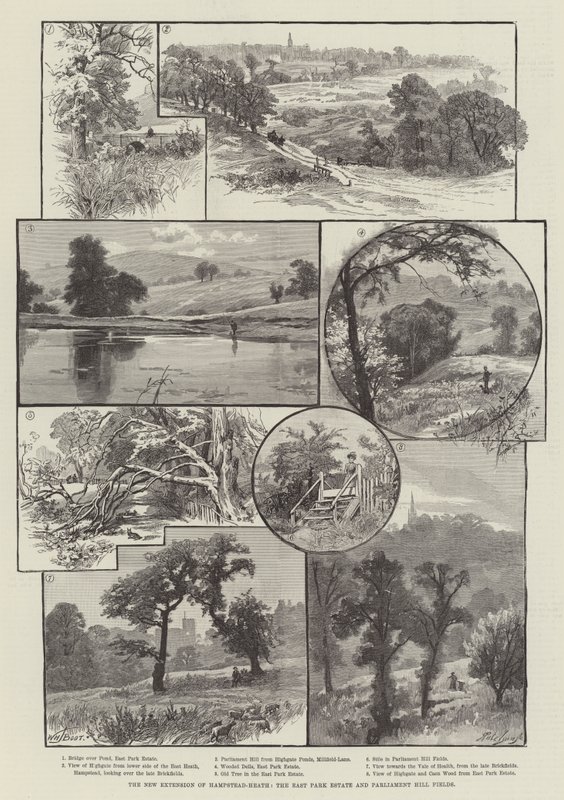 De nieuwe uitbreiding van Hampstead-Heath, het East Park Estate en Parliament Hill Fields door William Henry James Boot