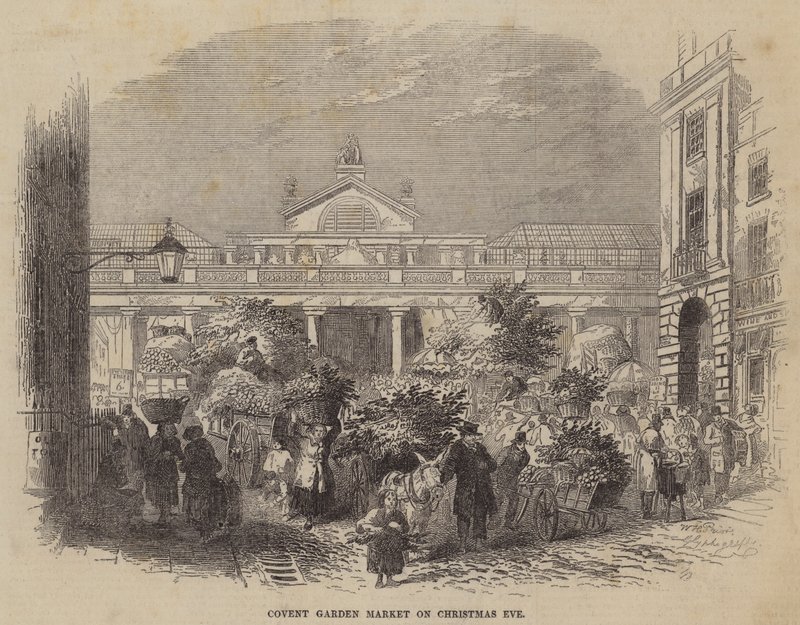Covent Garden Market op kerstavond door William Henry Pike