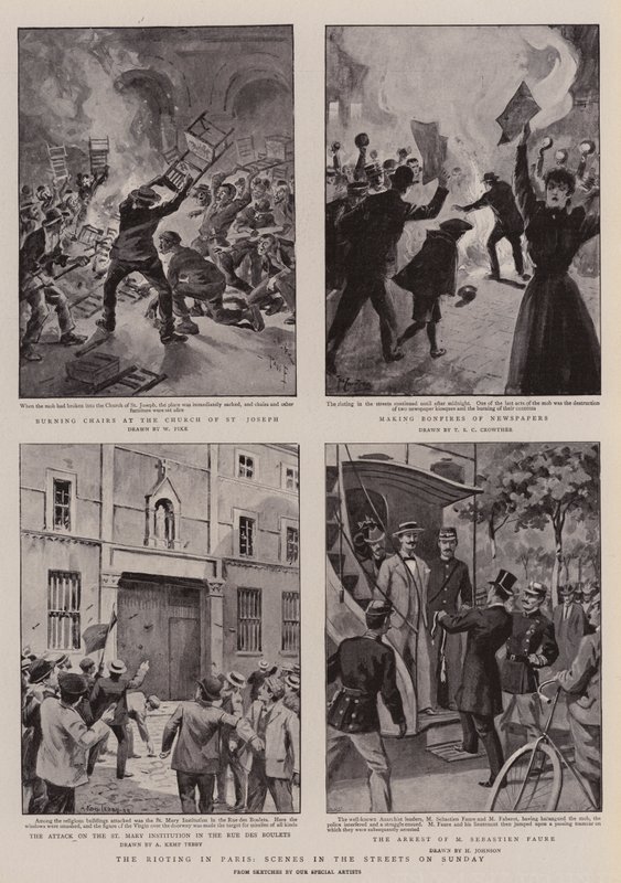 De Onlusten in Parijs, Scènes in de Straten op Zondag door William Henry Pike