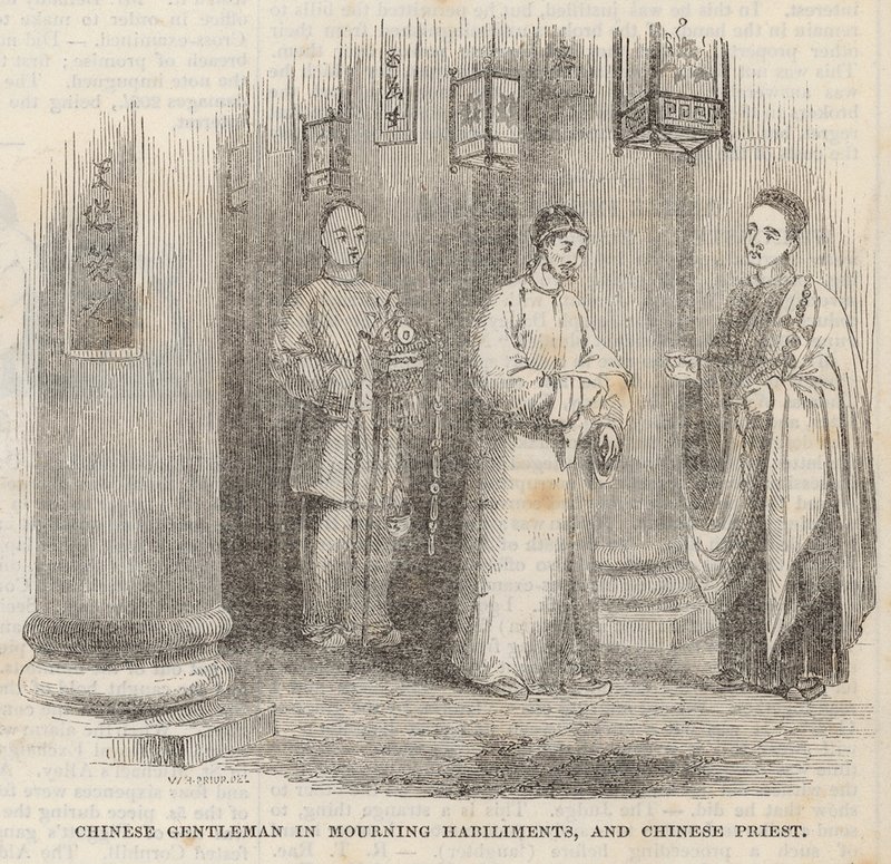 Chinese heer in rouwkleding en Chinese priester door William Henry Prior