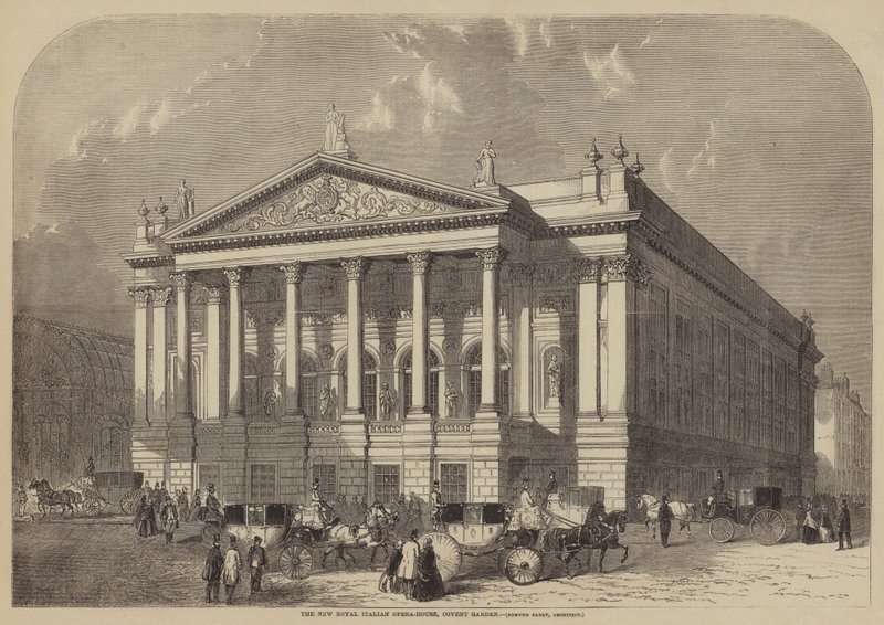 Het nieuwe Koninklijke Italiaanse operahuis, Covent Garden, Edmund Barry, architect door William Henry Prior
