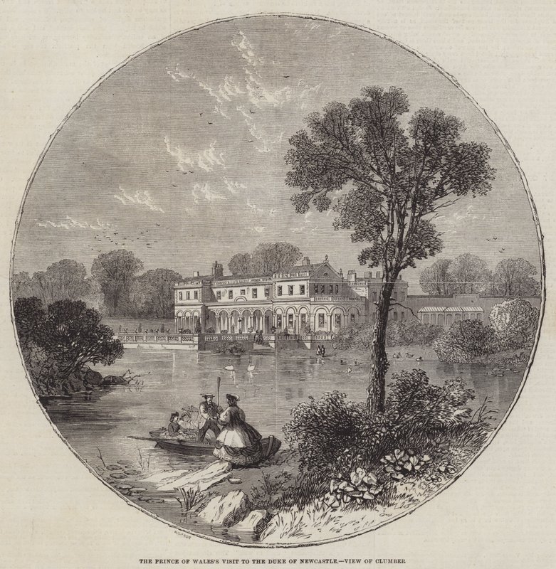 Het Bezoek van de Prins van Wales aan de Hertog van Newcastle, Zicht op Clumber door William Henry Prior