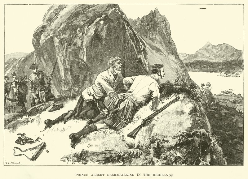 Prins Albert op hertenjacht in de Hooglanden door William Heysham (after) Overend