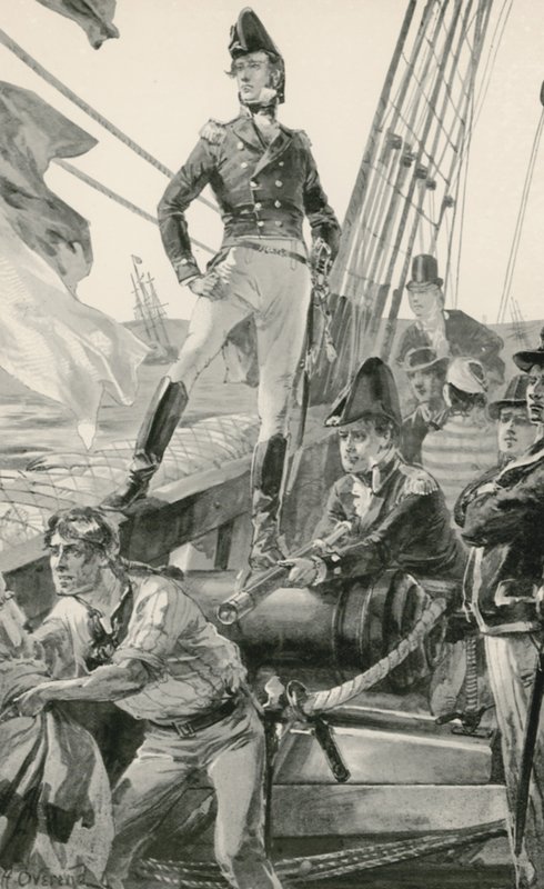 Lord Cochrane vraagt om hulp om de Franse vloot aan te vallen door William Heysham Overend