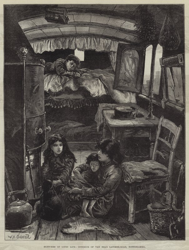 Schetsen van Zigeunerleven, Interieur van een Wagen nabij Latimer-Road, Notting-Hill door William Heysham Overend