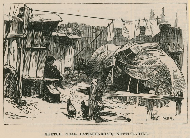 Schetsen van het zigeunerleven; Schets bij Latimer Road, Notting Hill door William Heysham Overend