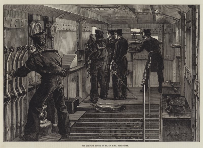 De commandotoren aan boord van HMS Thunderer door William Heysham Overend