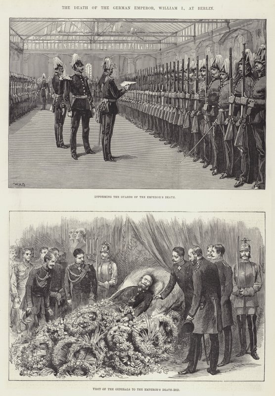 De dood van de Duitse keizer, Wilhelm I, in Berlijn door William Heysham Overend