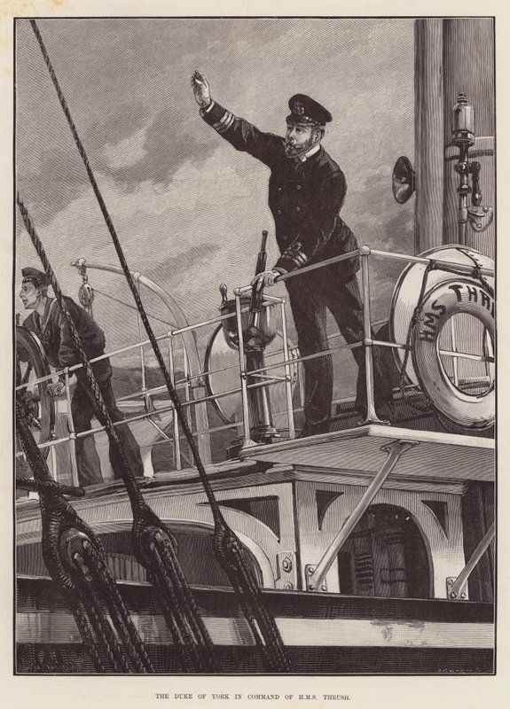 De hertog van York in bevel van HMS Thrush door William Heysham Overend