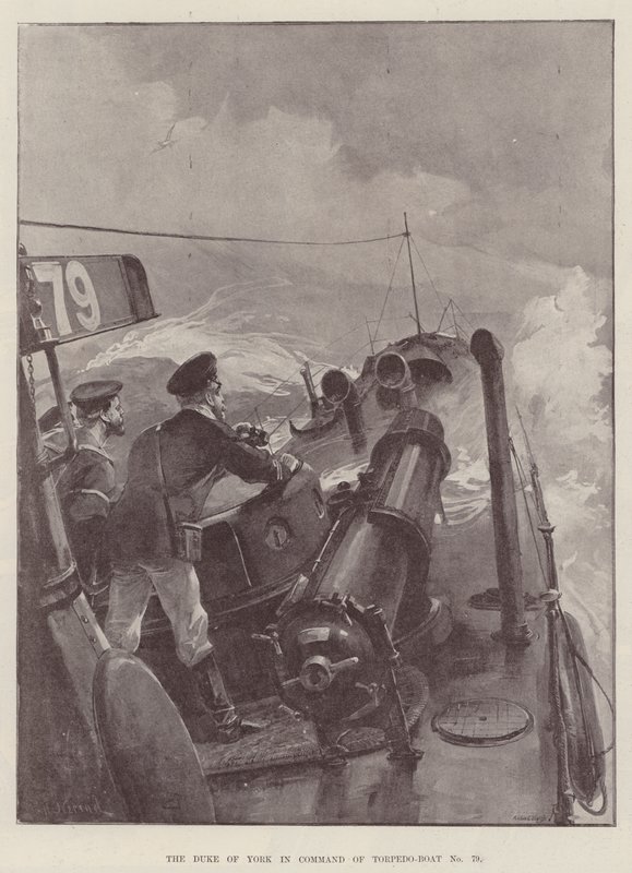 De Hertog van York in Bevel van Torpedoboot Nr. 79 door William Heysham Overend