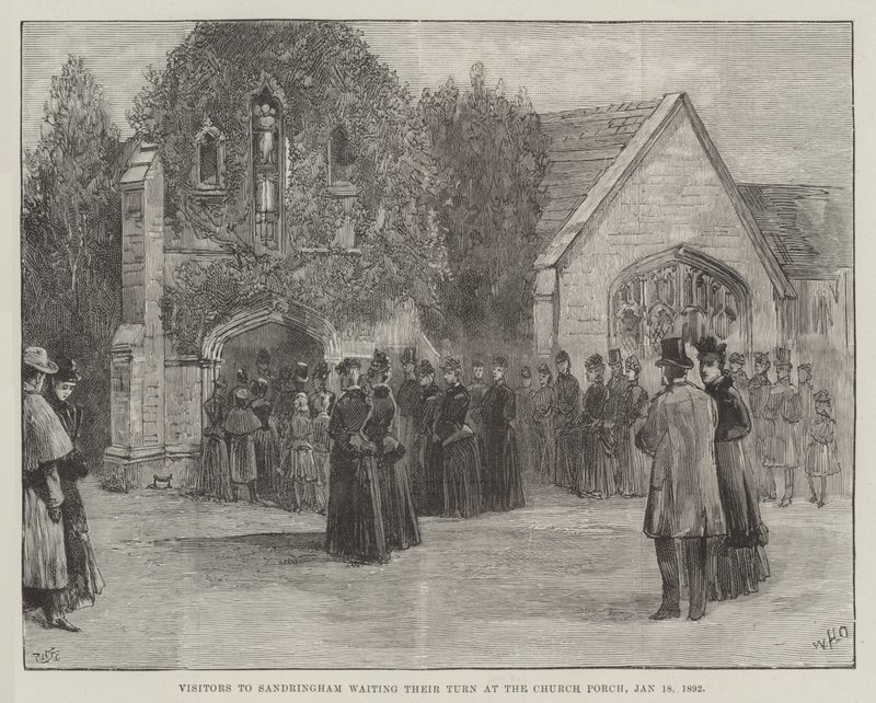 De Begrafenis van de overleden Hertog van Clarence en Avondale, Bezoekers van Sandringham die Wachten op hun Beurt bij de Kerkpoort door William Heysham Overend