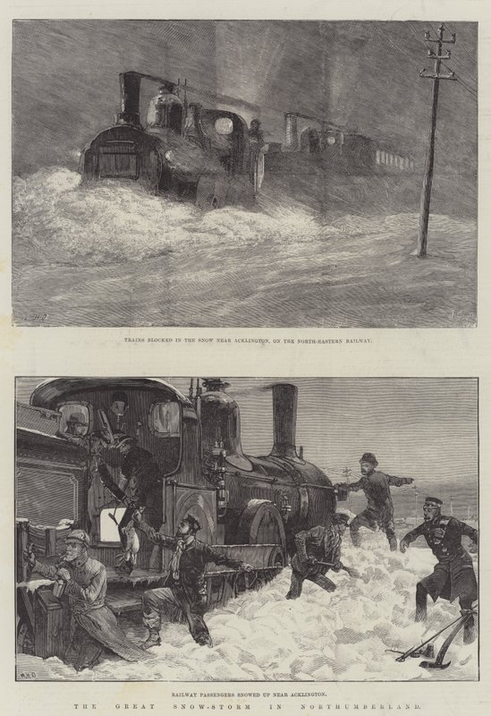 De grote sneeuwstorm in Northumberland door William Heysham Overend
