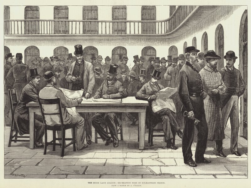 De Ierse Land League, recreatietijd in de Kilmainham-gevangenis door William Heysham Overend