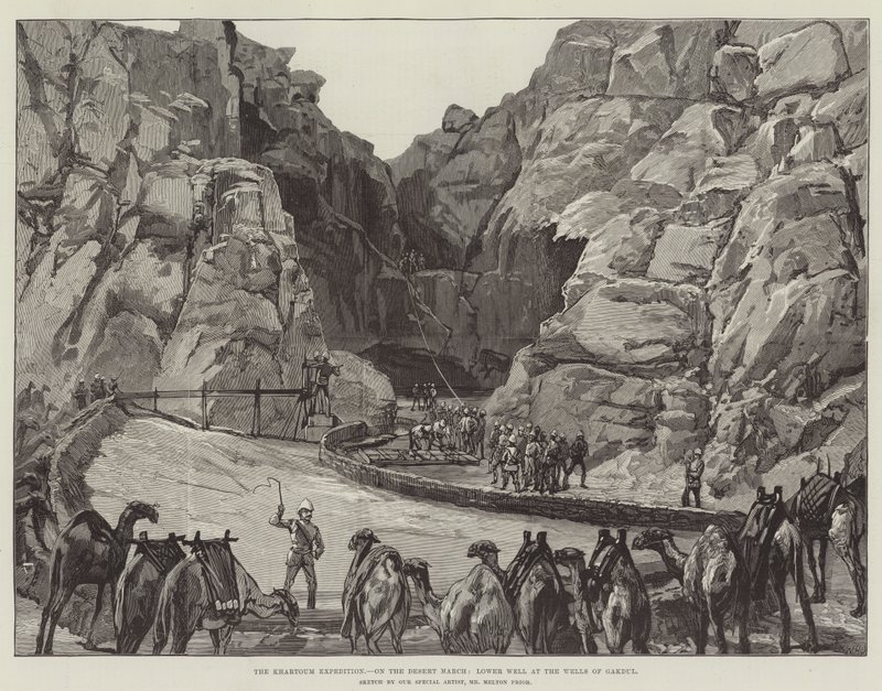 De Khartoem Expeditie, op de Woestijnmars, Lager Put bij de Putten van Gakdul door William Heysham Overend