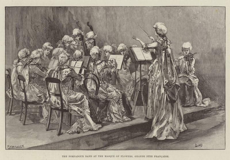 De Pompadour Band op het Masque of Flowers, Grande Fete Francaise door William Heysham Overend