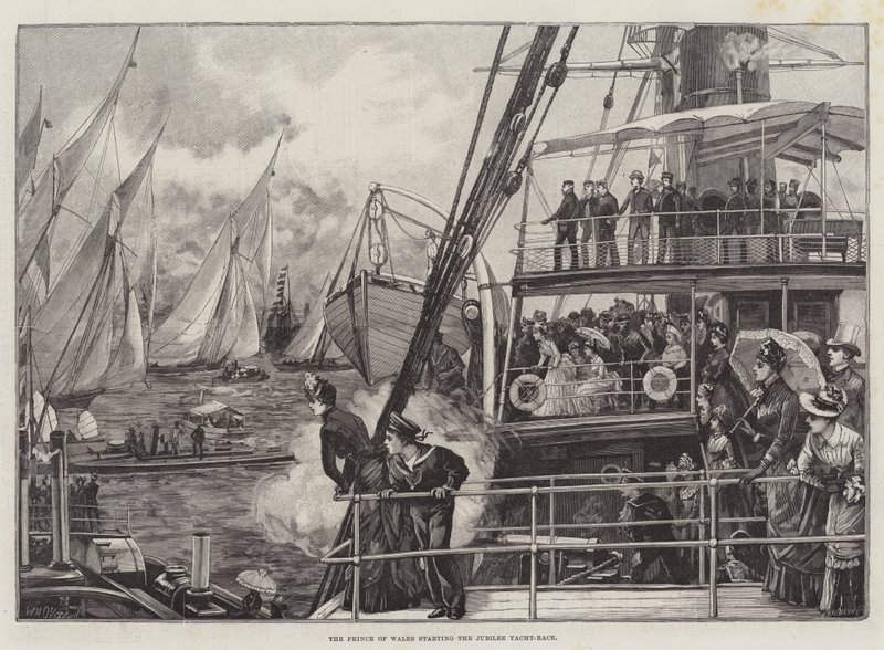 De Prins van Wales start de Jubileum Jachtwedstrijd door William Heysham Overend