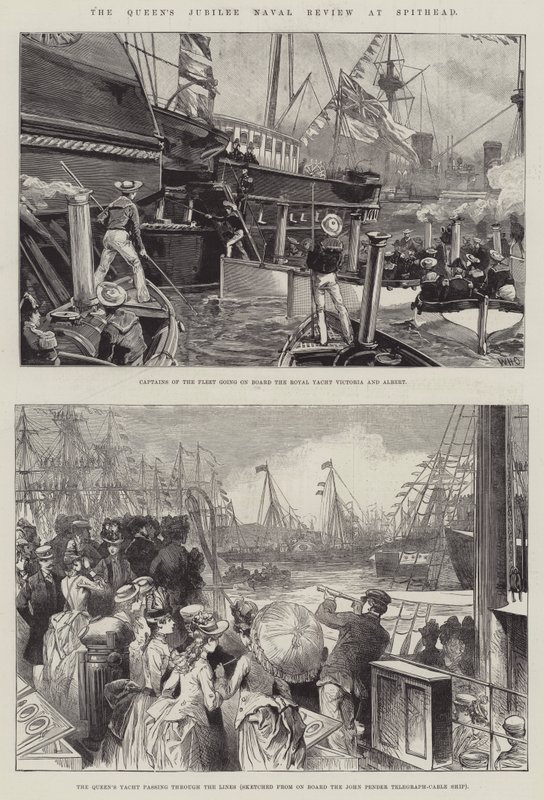 Het jubileum van de koningin, marineparade bij Spithead door William Heysham Overend