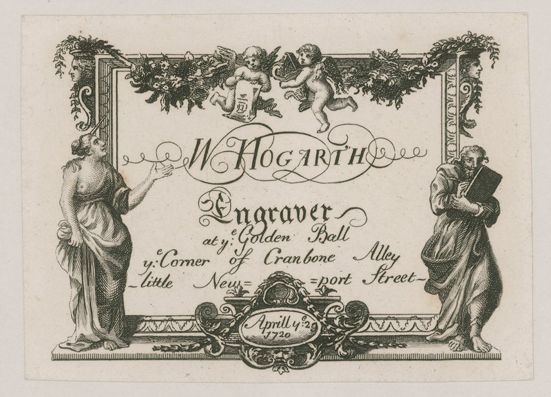Handelskaart voor W Hogarth door William Hogarth