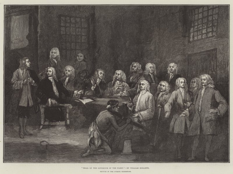 Proces van de Gouverneur van de Vloot door William Hogarth