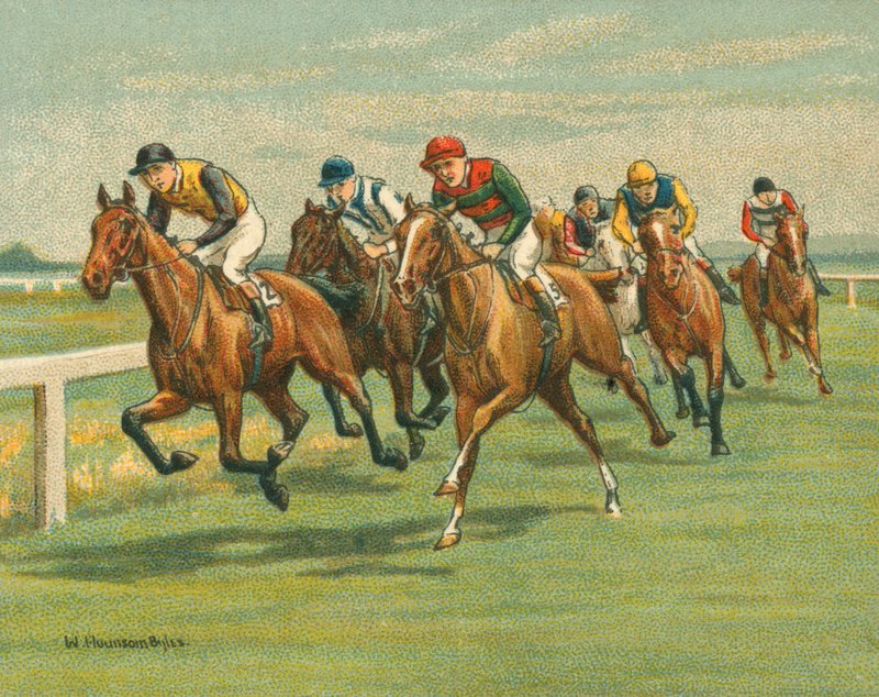 Historische en Moderne Races, Vlakke Races, Paard, Modern (chromolitho) door William Hounsom Byles