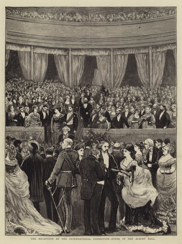 De Receptie op de Internationale Tentoonstelling, Scène in de Albert Hall door William III Bromley