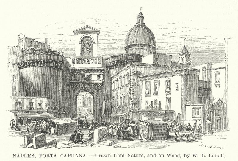 Napels, Porta Capuana (gravure) door William Leighton (after) Leitch