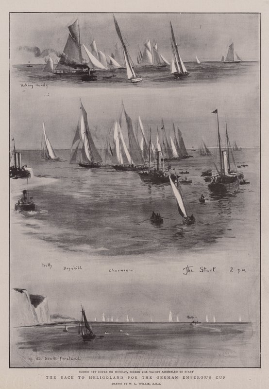 De Race naar Helgoland voor de Beker van de Duitse Keizer door William Lionel Wyllie