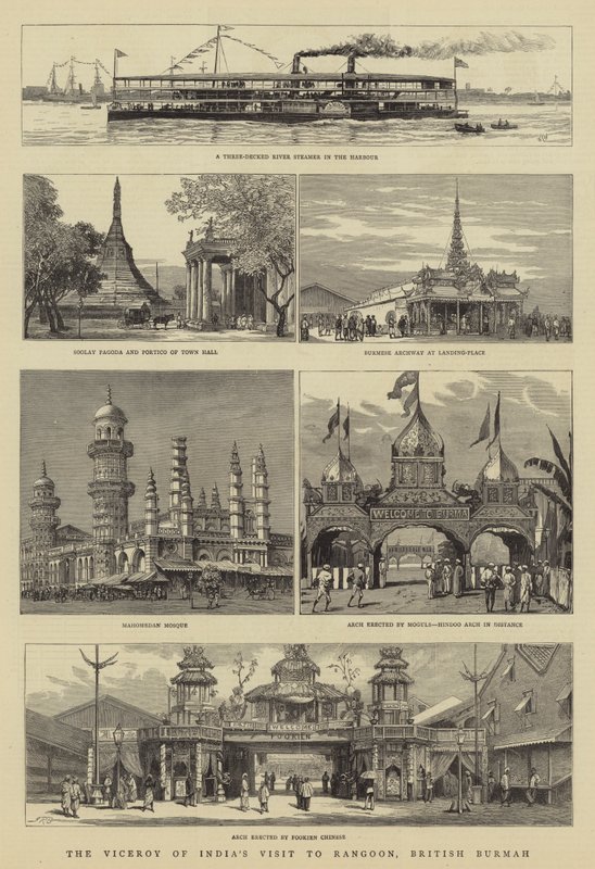 Het bezoek van de onderkoning van India aan Rangoon, Brits Birma door William Lionel Wyllie
