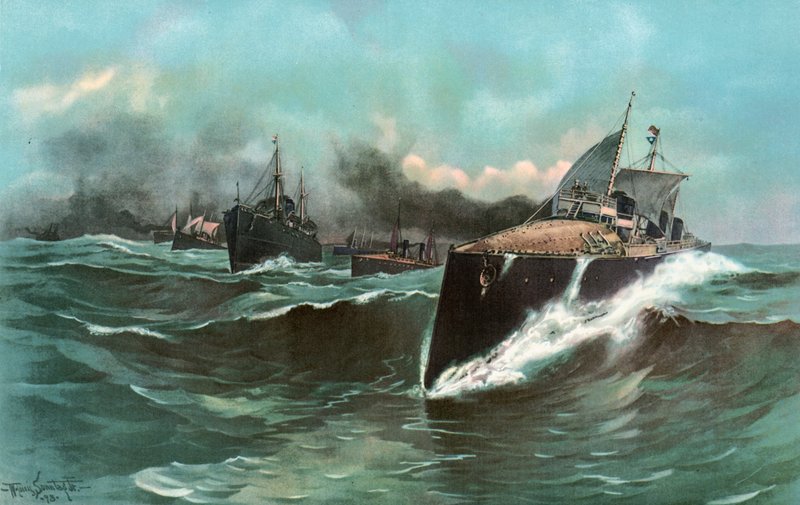 Spaanse Torpedoboot Flotilla op Weg van de Canarische Eilanden naar Puerto Rico door William Louis Jnr. Sonntag