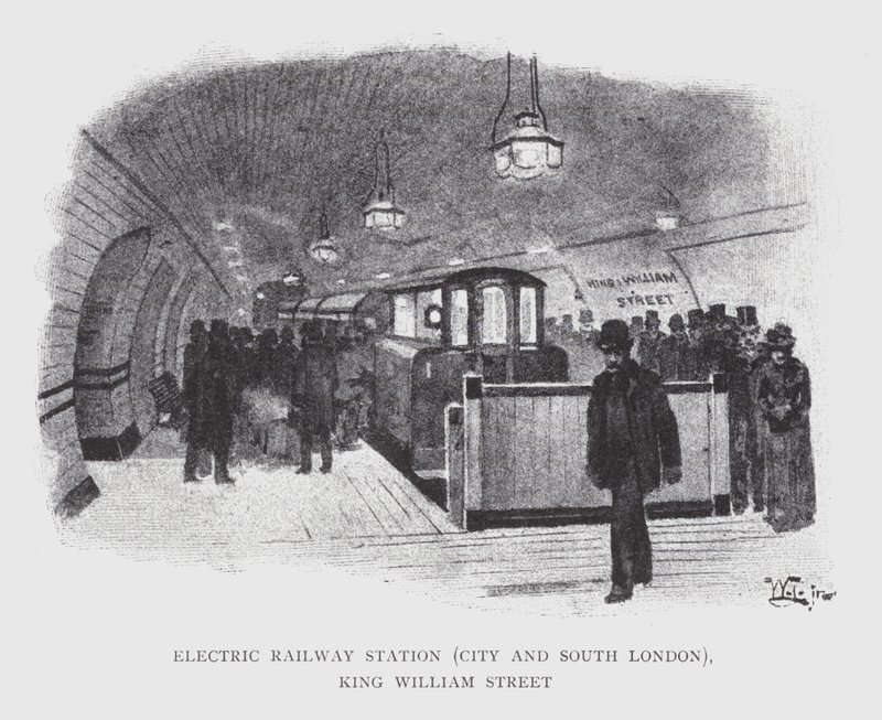 Elektrisch treinstation, City en South London, King William Street door William Luker