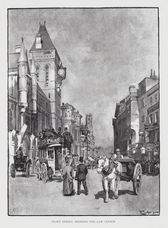 Fleet Street, met uitzicht op de Rechtbanken door William Luker