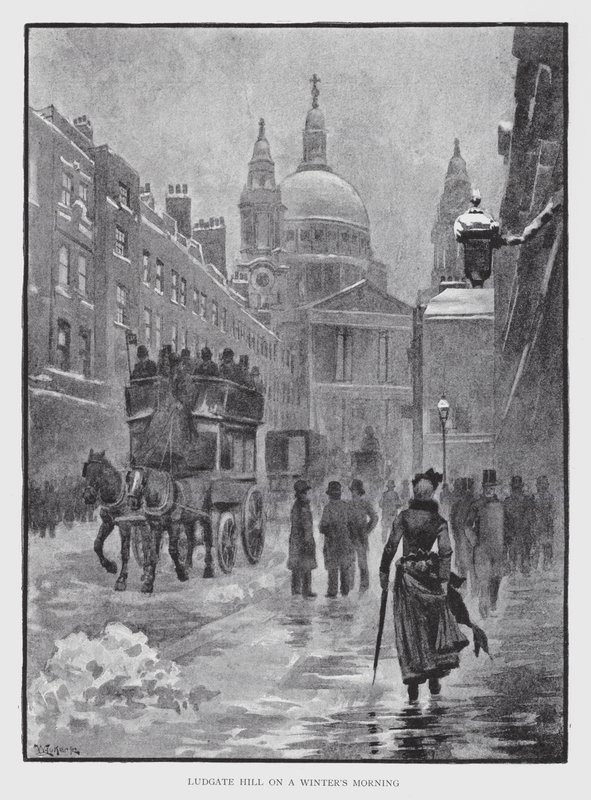Ludgate Hill op een Winterochtend door William Luker