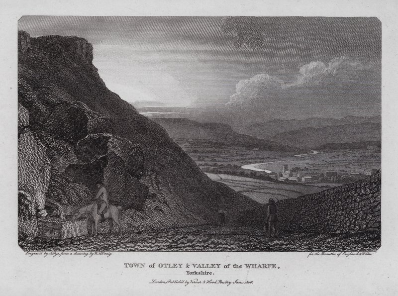 Stad Otley en Vallei van de Wharfe, Yorkshire (gravure) door William Marshall (after) Craig