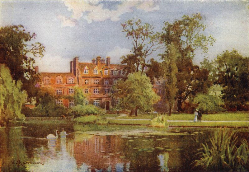 Het Meer en Nieuwe Gebouwen, Emmanuel College door William Matthison