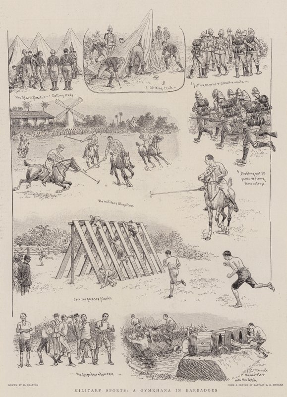 Militaire Sporten, een Gymkhana in Barbados door William Ralston