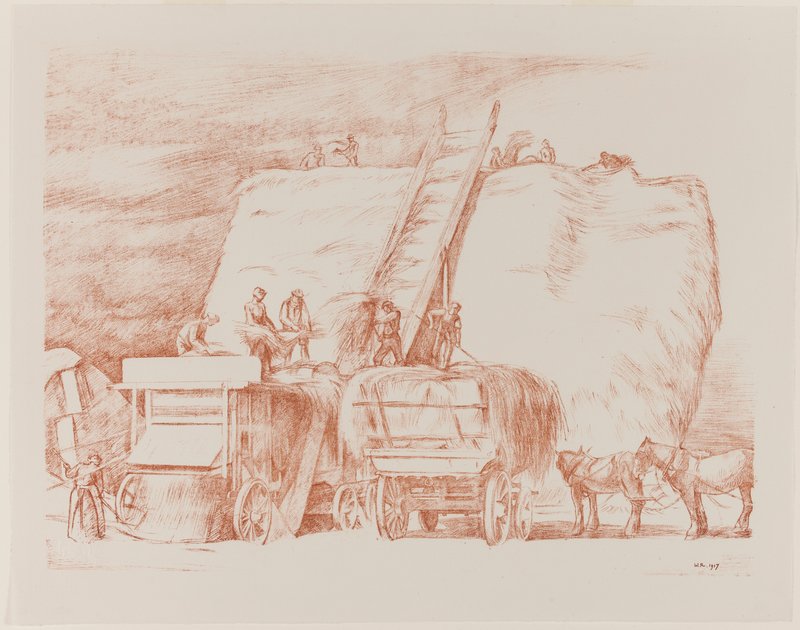 Tarwe dorsen door William Rothenstein