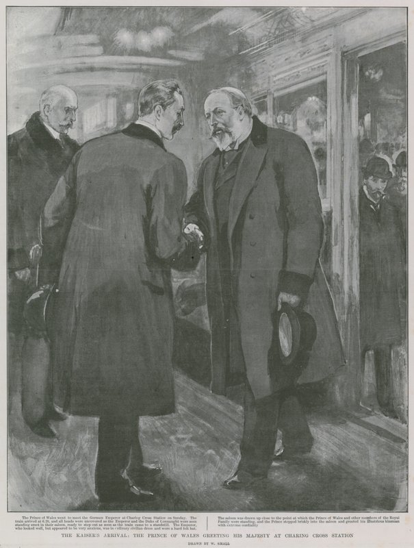 De Aankomst van de Keizer: De Prins van Wales begroet Zijne Majesteit op Charing Cross Station door William Small