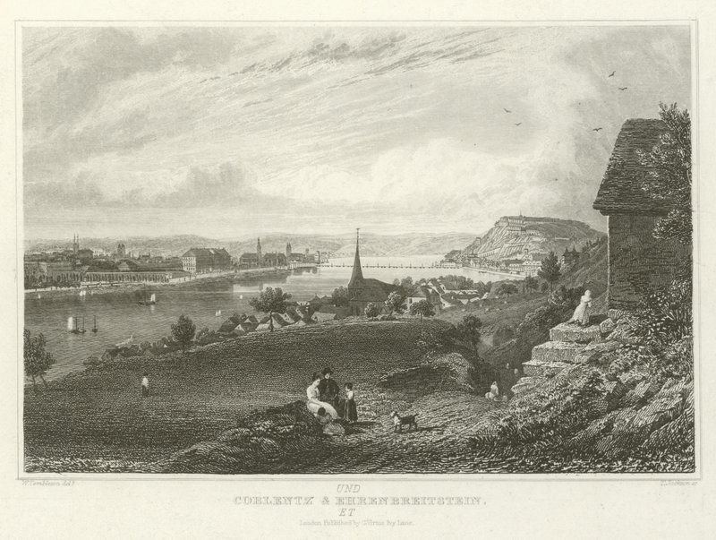 Koblenz en Ehrenbreitstein door William Tombleson