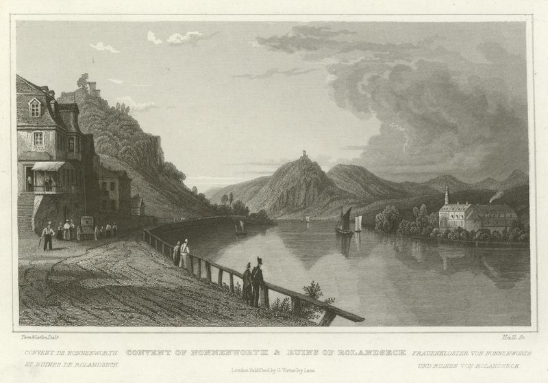 Klooster van Nonnenworth en ruïnes van Rolandseck door William Tombleson