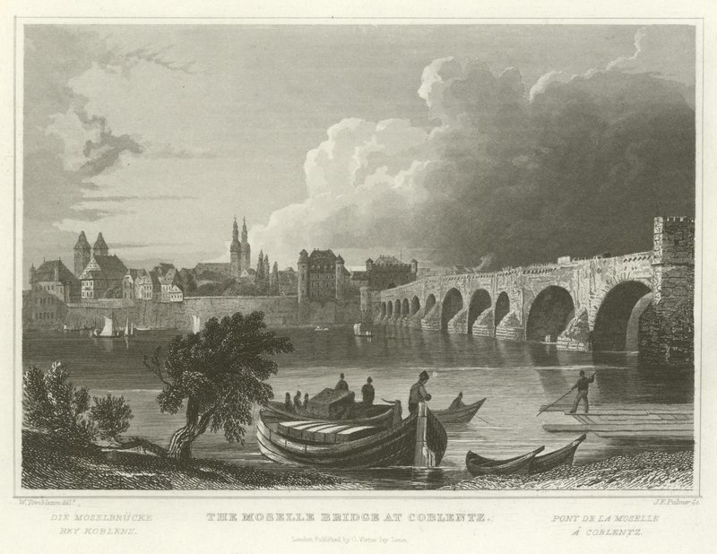 De Moezelbrug bij Koblenz door William Tombleson