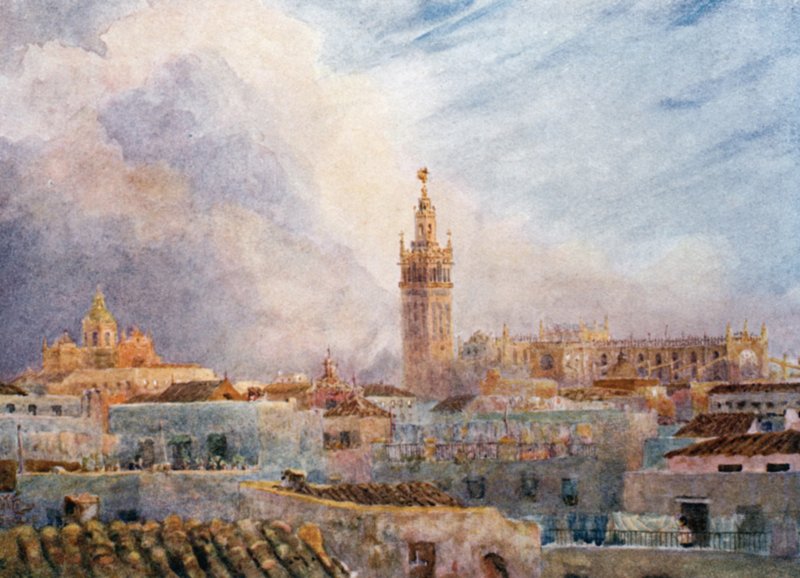 Sevilla, uitzicht over de stad door William Wiehe Collins