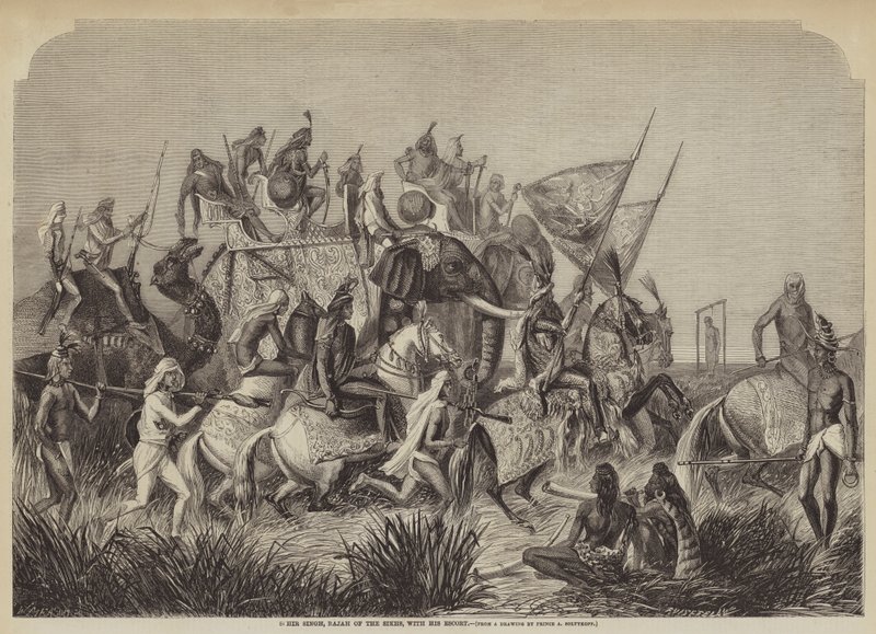 Sohir Singh, Rajah van de Sikhs, met zijn escorte door after A. Soltykoff