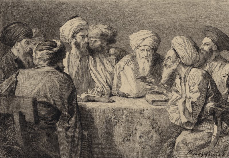 Raad van de Farizeeën en Herodianen door after Albert Robida