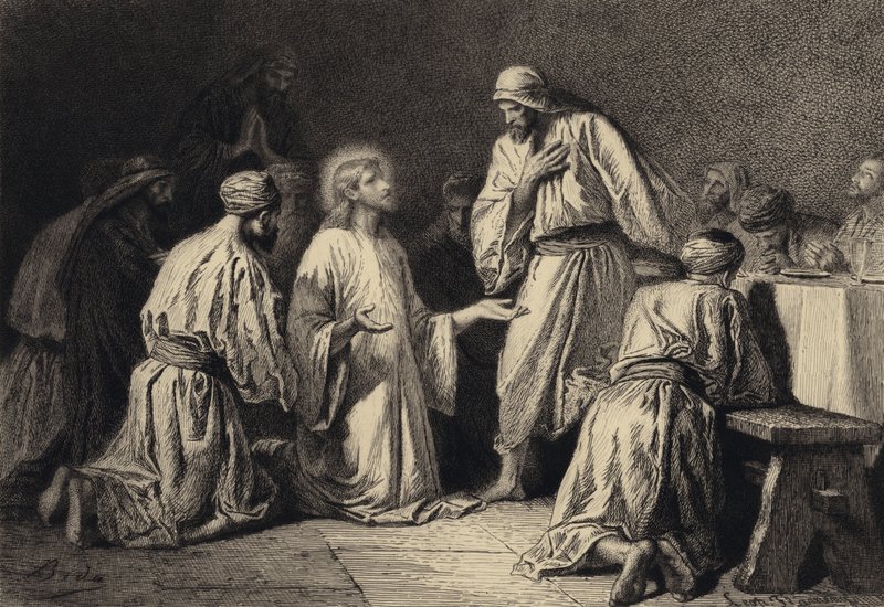 Jezus bidt te midden van zijn discipelen door after Albert Robida