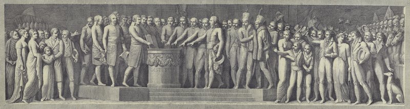Plechtig afleggen van de eed tot oprichting van de Cisalpijnse Republiek, 29 juni 1796 door after Andrea Appiani the Elder
