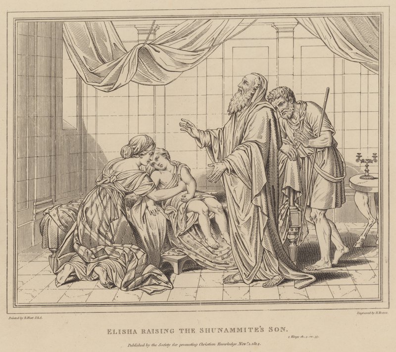 Elisa Wekt de Zoon van de Sunamitische op door after Benjamin West