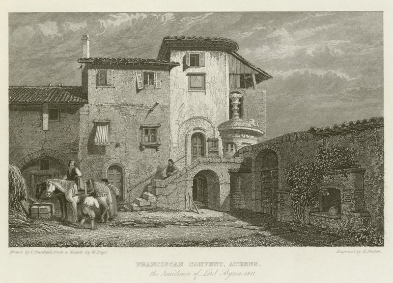 Franciscaner Klooster, Athene, de residentie van Lord Byron, 1811 door after C. Stanfield